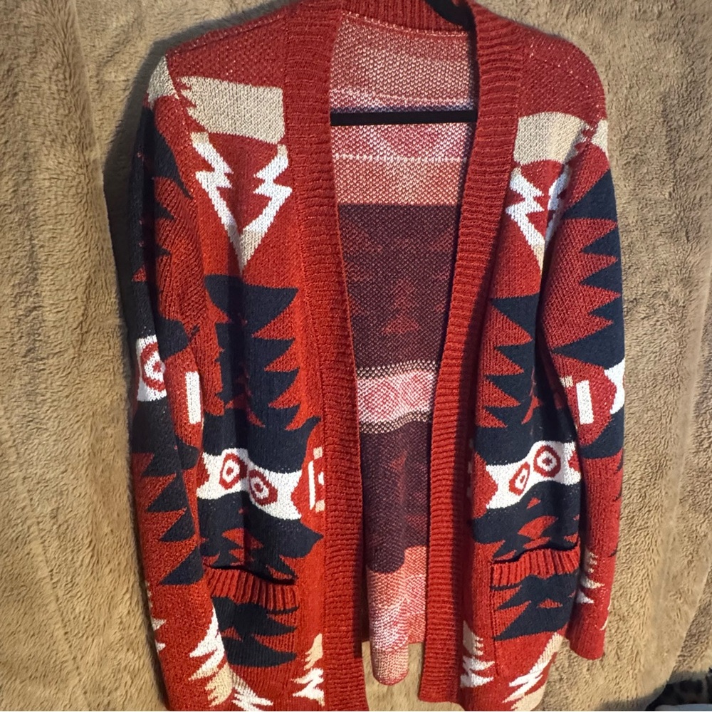 Tribal Patterned Cardigan Sweater
